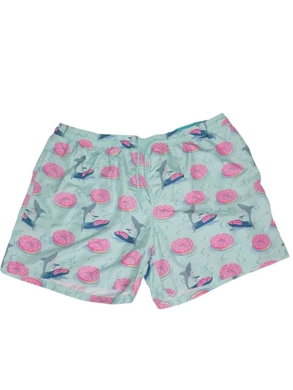 No Boundaries Men’s‎ Swim Trunks Shark & Donut Print Size 3XL